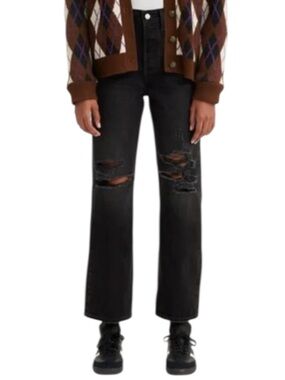 Levi’s Premium Ribcage Straight Ankle Jeans 24 Black High Rise